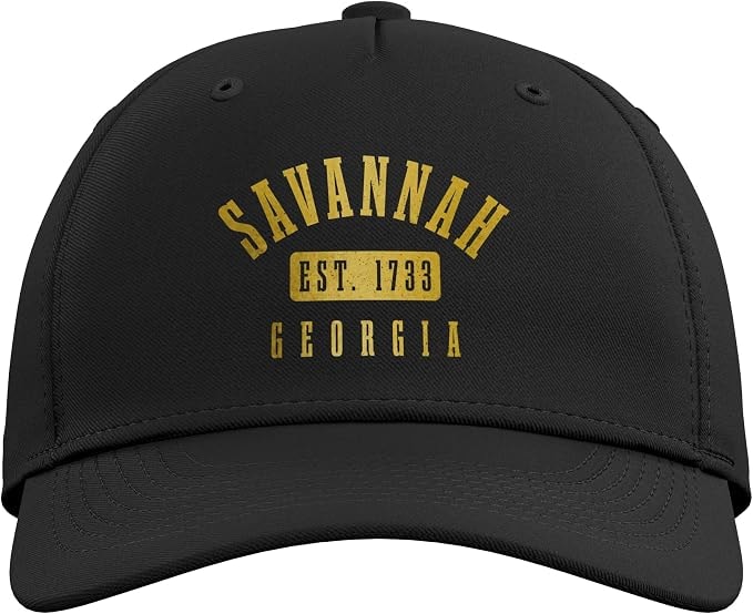 Savannah Georgia vintage adjustable baseball cap, black embroidered